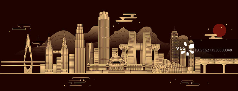重庆城市天际线地标建筑矢量图图片素材