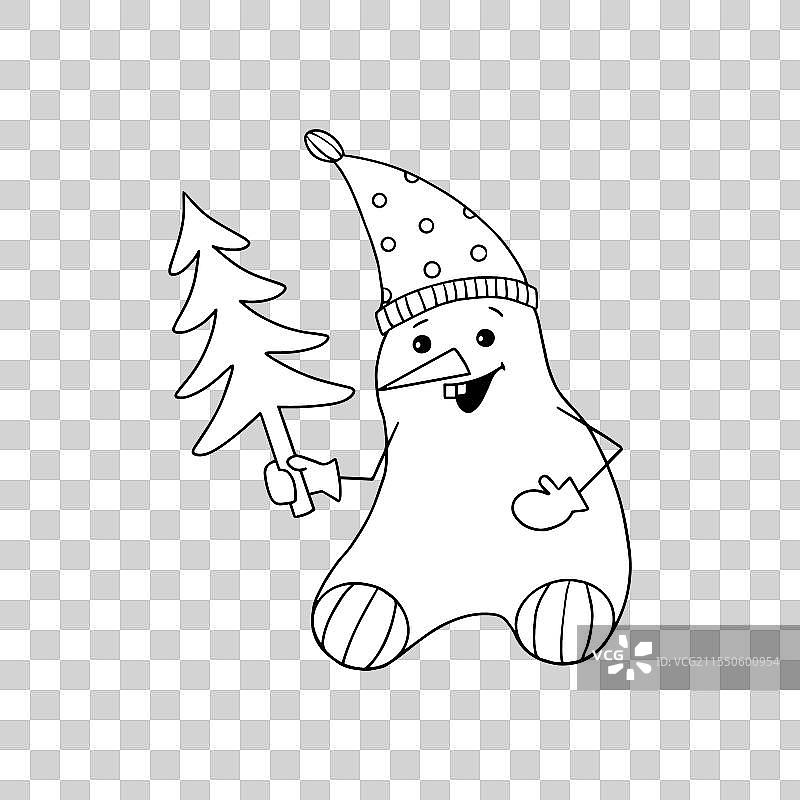 一个戴着帽子、面带微笑的快乐雪人图片素材