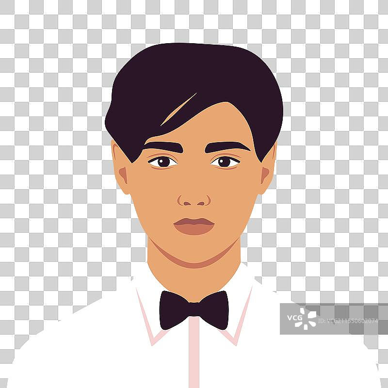 穿着领结衬衫的年轻男子肖像图片素材