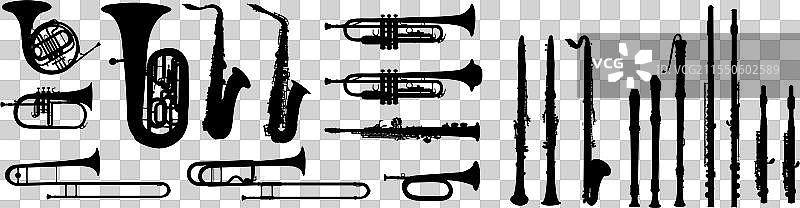 乐器轮廓剪影集图片素材