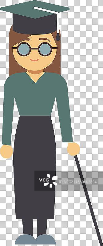 聪明的盲人女学生卡通形象图片素材