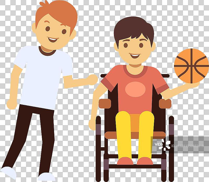 残疾人和朋友一起参加体育比赛图片素材