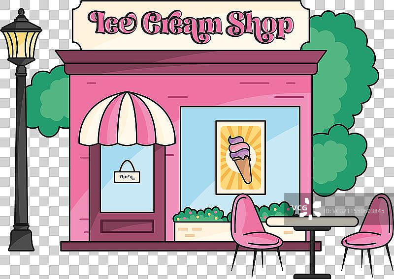 有户外座位的冰淇淋店图片素材