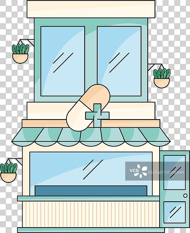 极简风格的药房，悬挂着植物图片素材