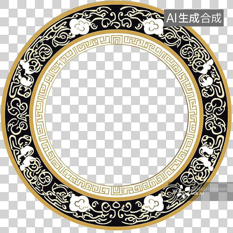 【AI数字艺术】传统的金色线条抽象云纹装饰图案图片素材