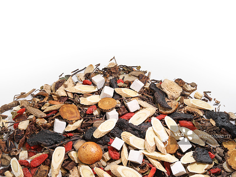 白色背景上的中国传统中医中药材图片素材