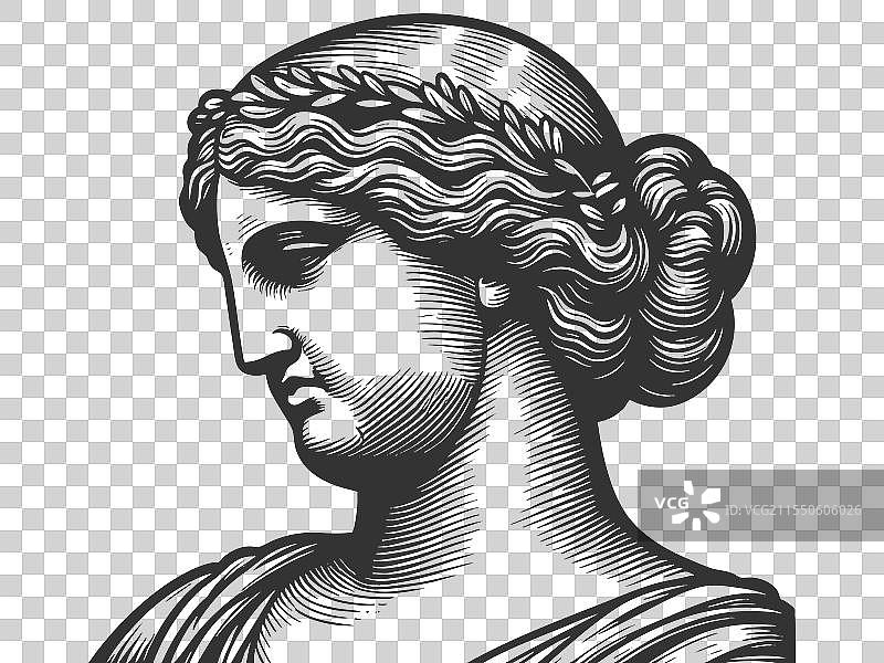 古典女性雕像头部雕刻图片素材