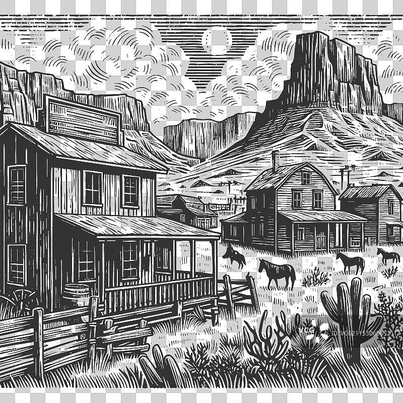 西部荒野风景雕刻图片素材