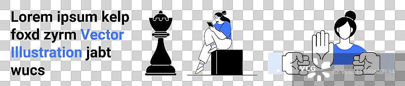 女商人坐在棋子上玩耍图片素材