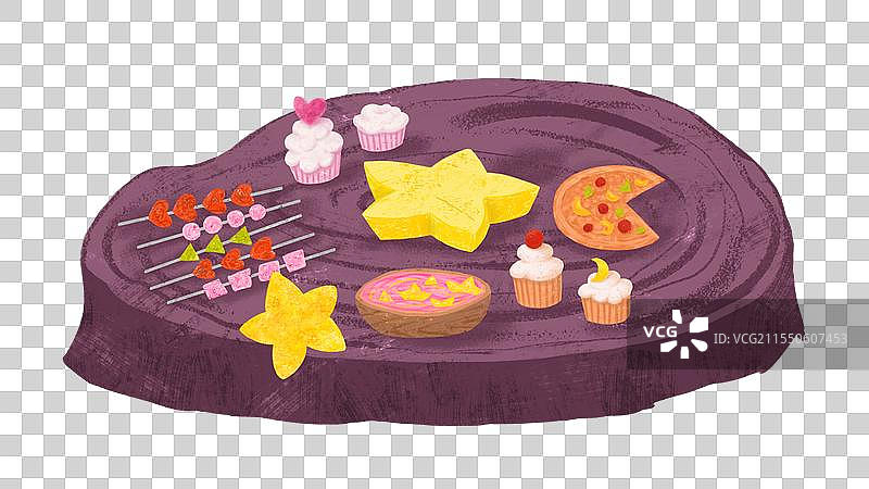 扁平绘本风创意树桩森林晚餐图片素材