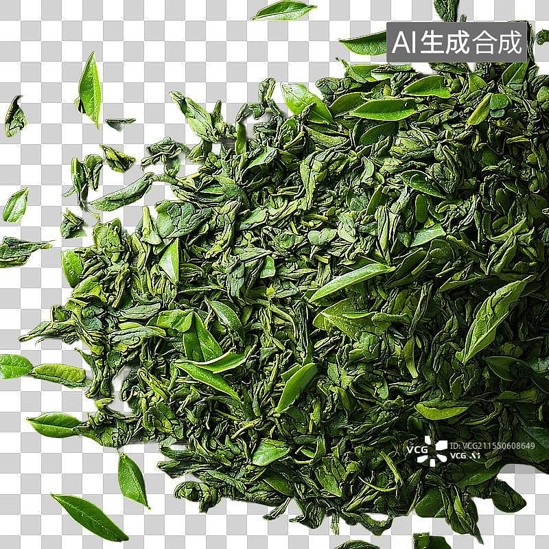 【AI数字艺术】有机产品背景，绿叶飞扬图片素材