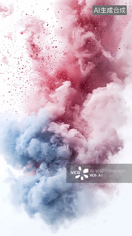 【AI数字艺术】数码科技蓝粉色粉末烟雾海报背景图片素材