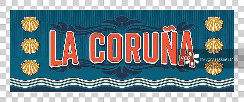 西班牙拉科鲁尼亚复古旅行牌照图片素材