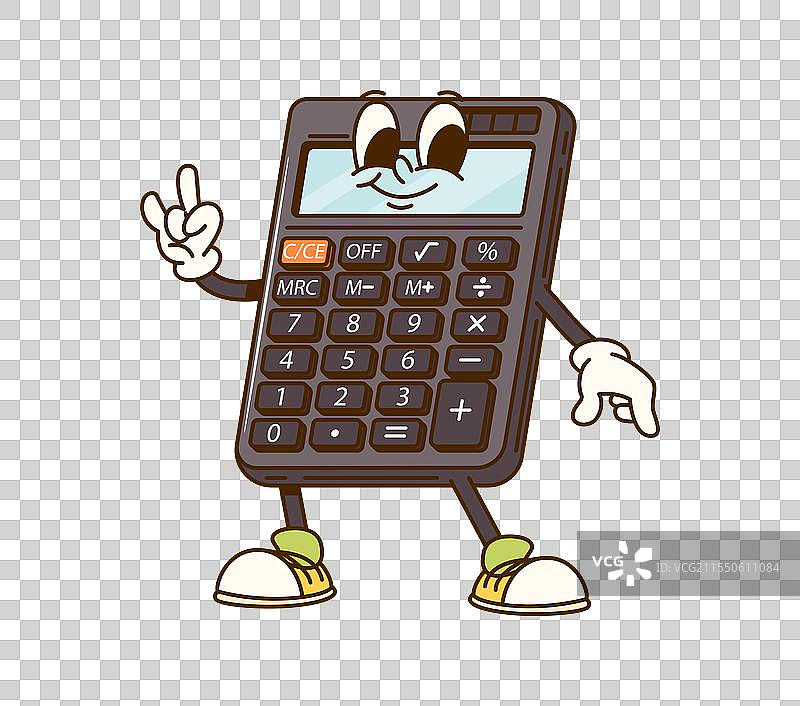 复古风格的酷炫计算器学校教育角色图片素材