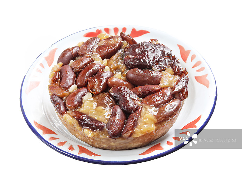 中国陕西西安特产小吃美食甑糕特写的白底图图片素材