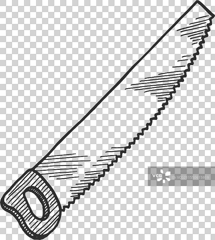 手锯素描 木匠工具 伐木工 刀片图片素材