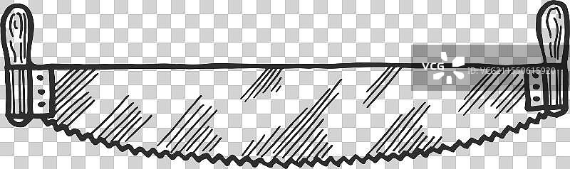 两名男子使用锯子砍伐木材图片素材