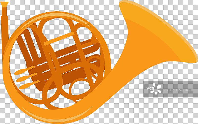 一个大型橙色喇叭，带有金色喇叭口图片素材