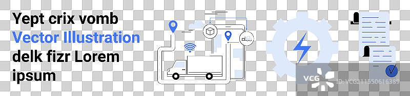 物流与技术概念与卡车装备图片素材
