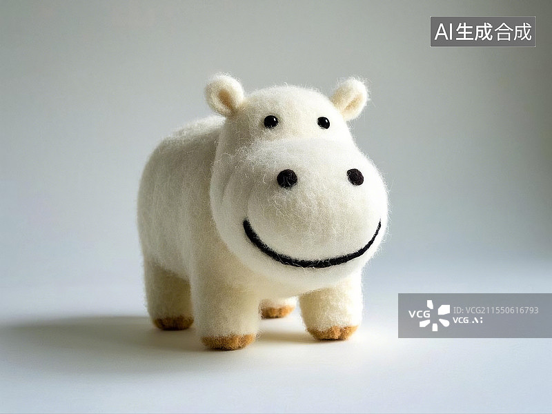 【AI数字艺术】3D卡通毛毡小河马图片素材