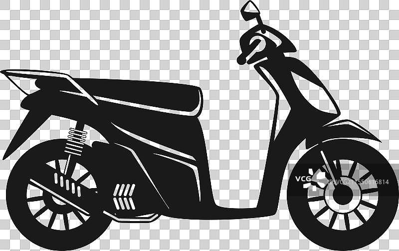 一辆黑色滑板车，背景为白色图片素材