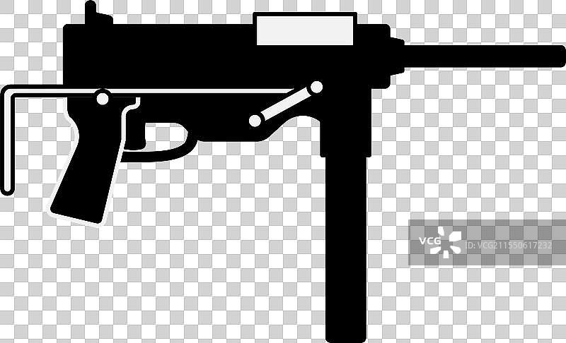 一把黑色的枪和一个银色的扳机图片素材