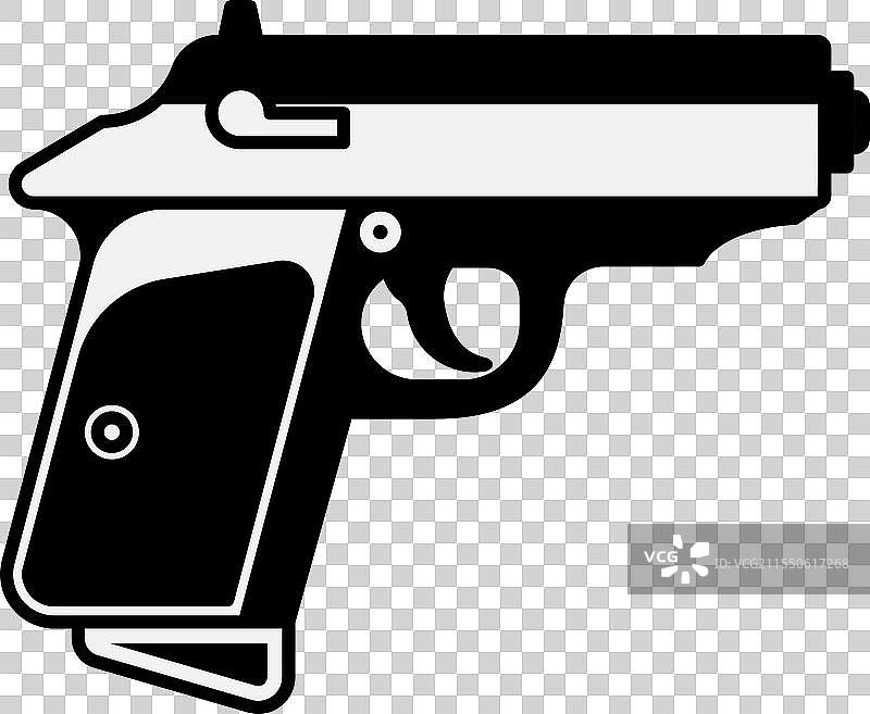 一把黑白相间的手枪，配有银色扳机图片素材