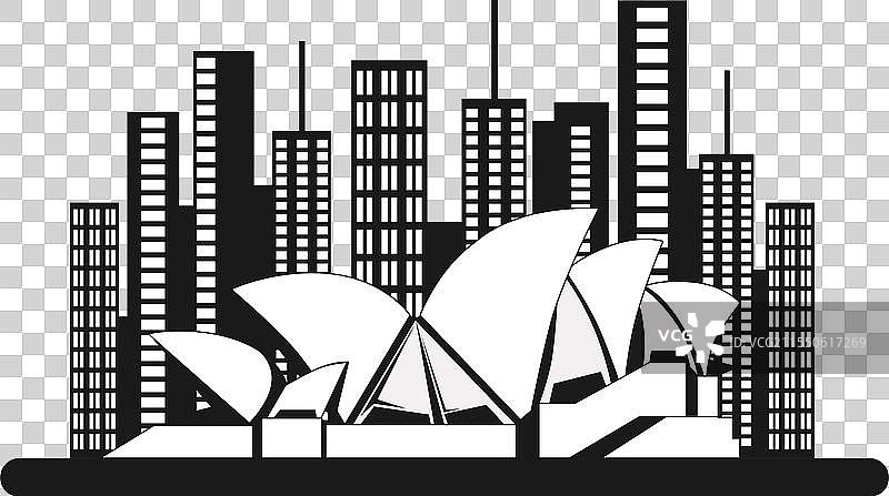 悉尼歌剧院的城市天际线图片素材