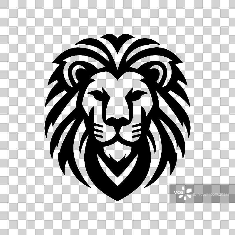 黑白狮子头与风格化的鬃毛图片素材