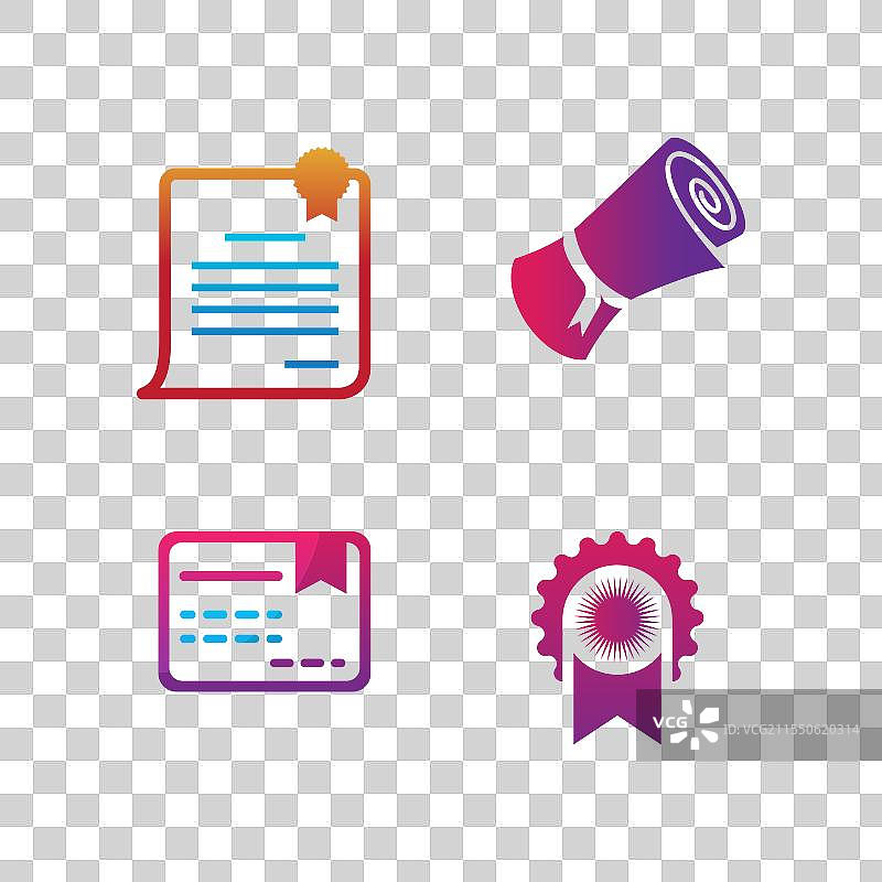 多彩的文凭证书卷轴图标图片素材