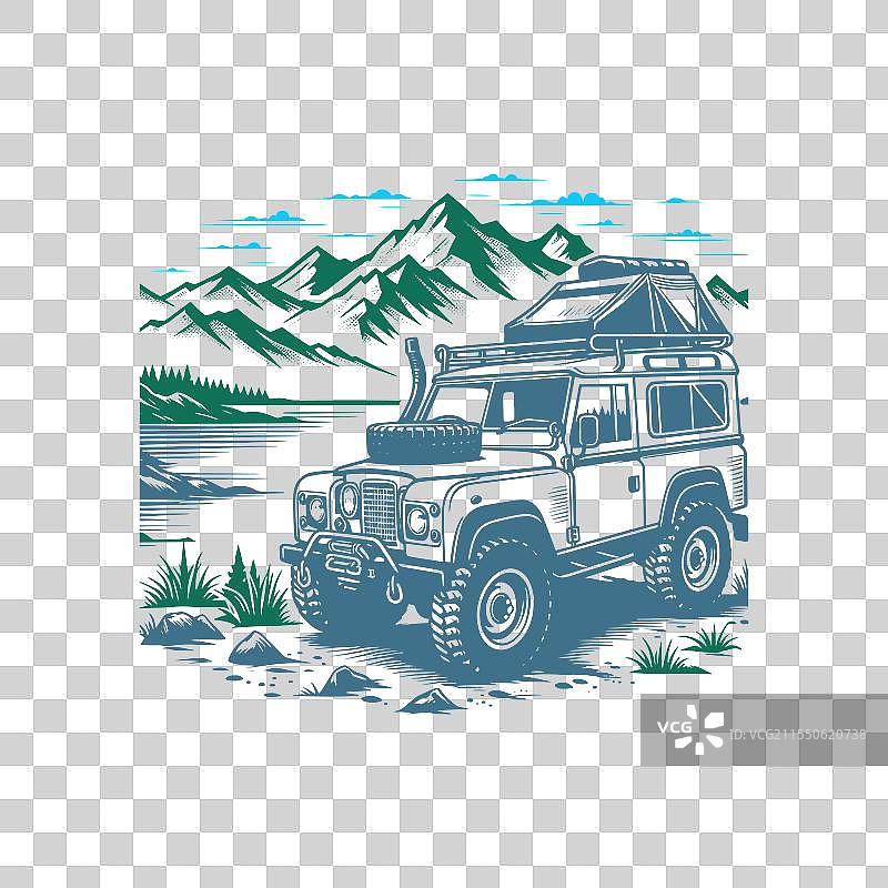 停在山前的越野车图片素材