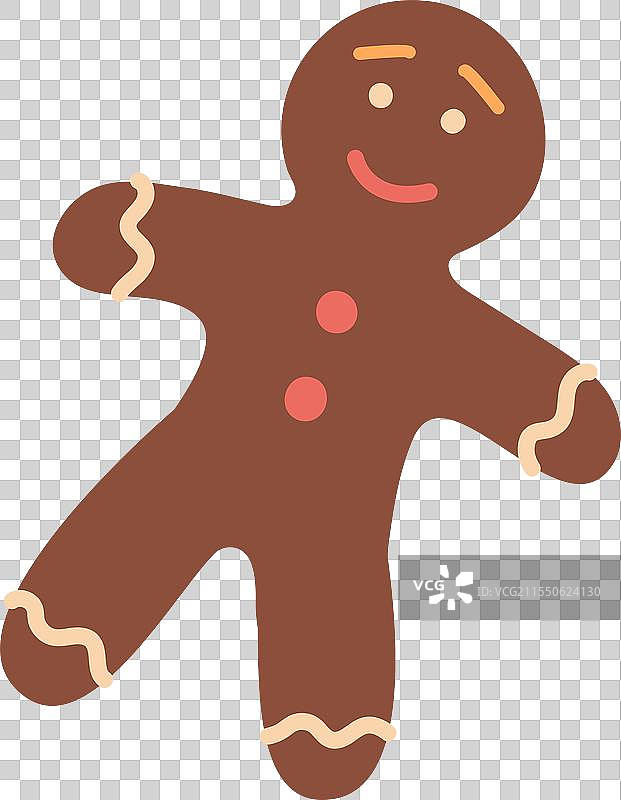 一个微笑的棕色姜饼人图片素材