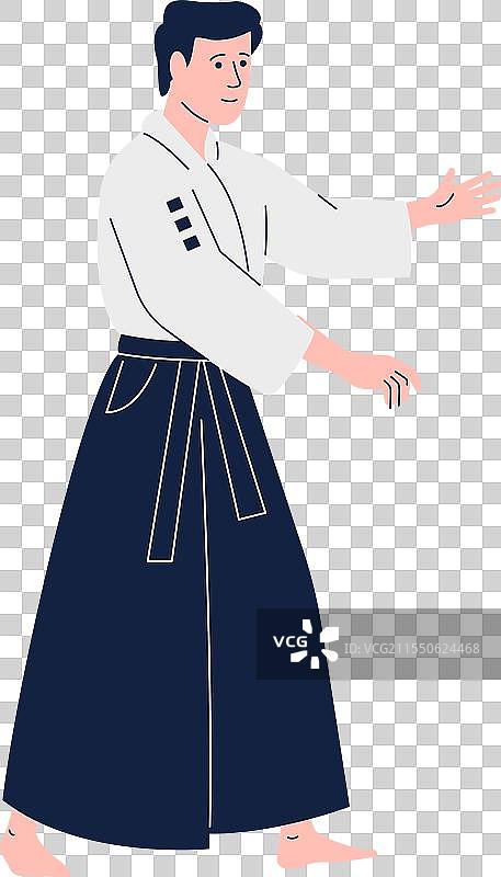 一名穿着白色空手道服的男子正站着图片素材