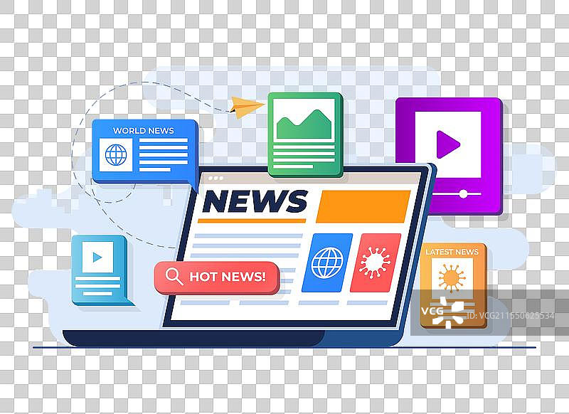 在线新闻移动应用平面模板图片素材