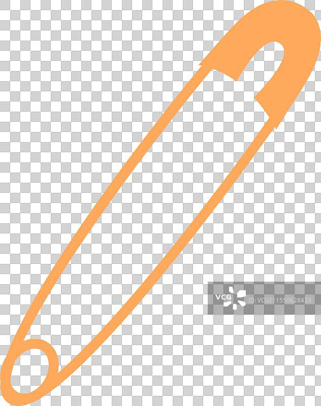 一个黄色的安全别针展示在白色背景上图片素材