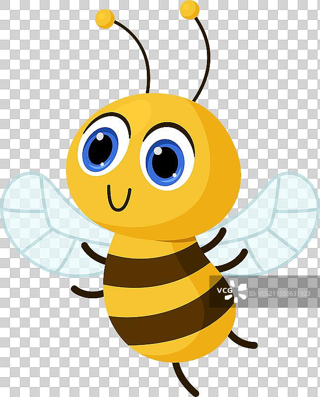 一只翅膀展开的卡通蜜蜂图片素材