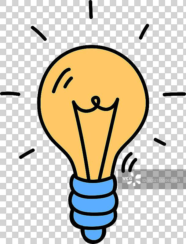 一个灯泡亮起并发出明亮的光。图片素材