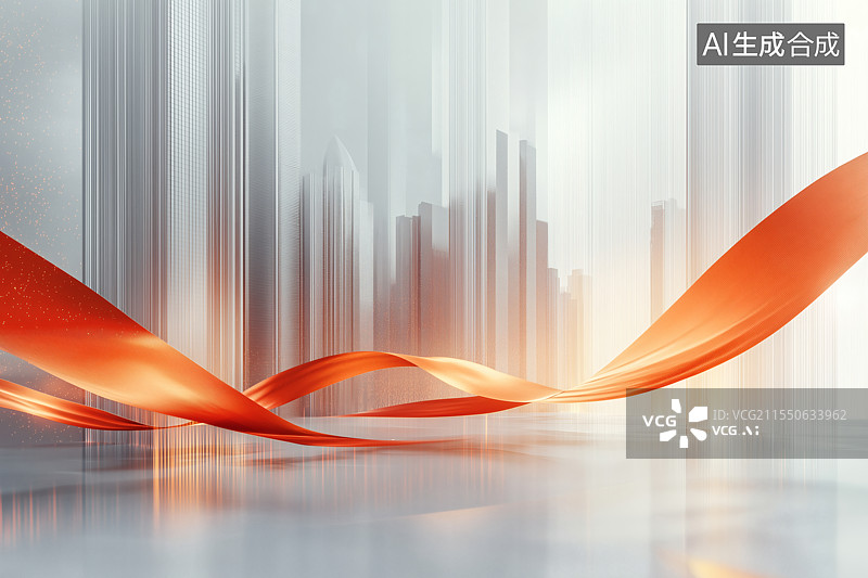 【AI数字艺术】城市与飘带图片素材