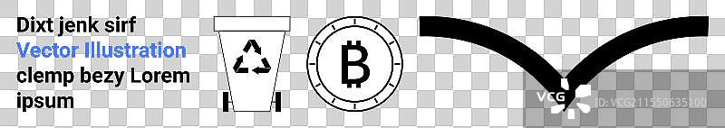 回收箱 比特币符号 斜箭头 和图片素材