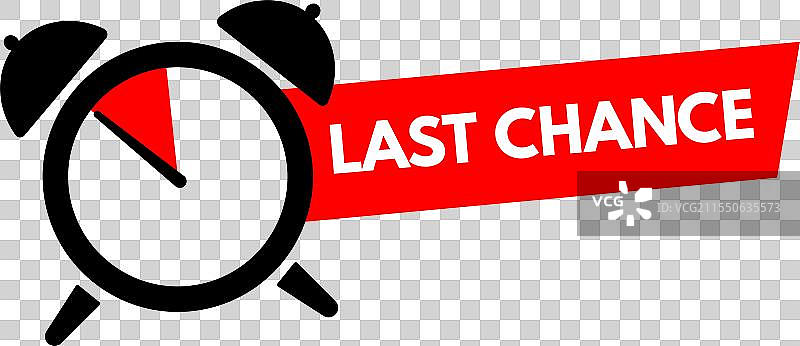 最后机会时钟与红色丝带图片素材
