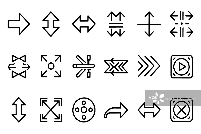 各种风格的线条箭头相关可编辑图标图片素材