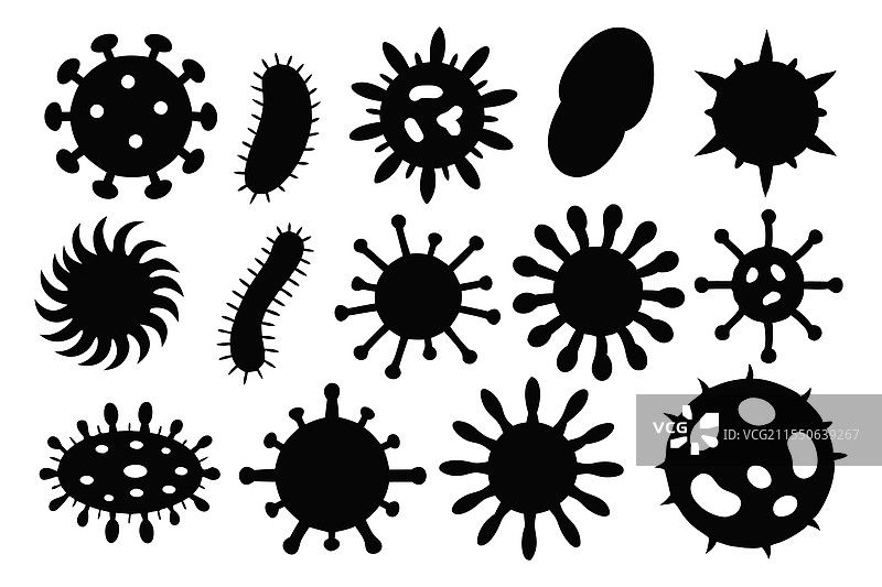 各种病毒图标和图形轮廓图片素材