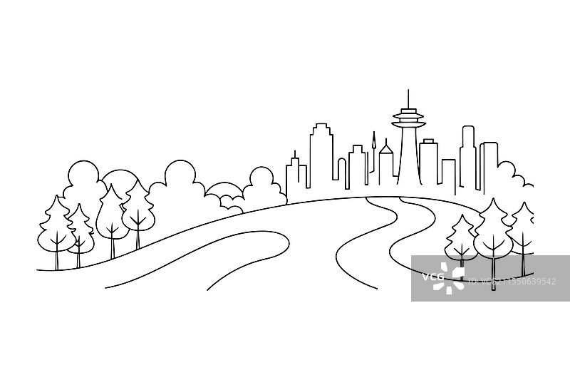 温哥华公园小径的连续景观图片素材