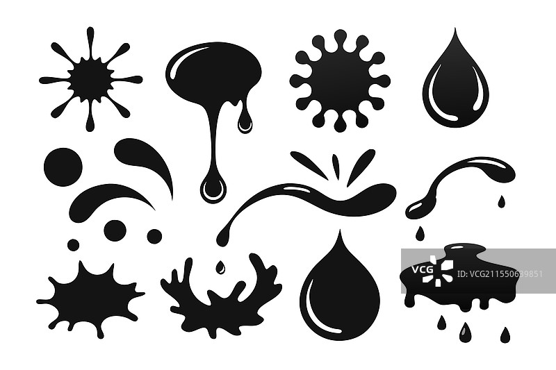 水花飞溅的黑色液体轮廓墨水形状图片素材
