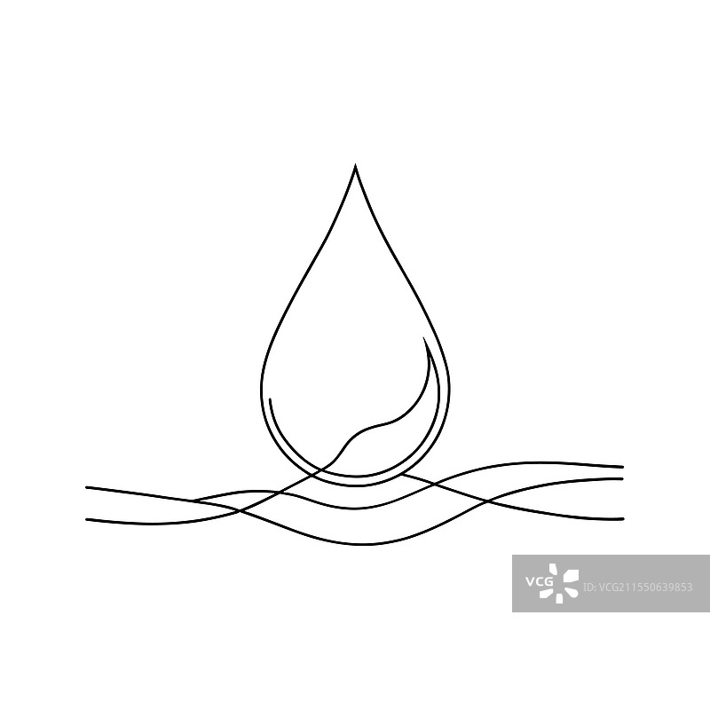 水滴或血滴连续线条艺术平面图图片素材