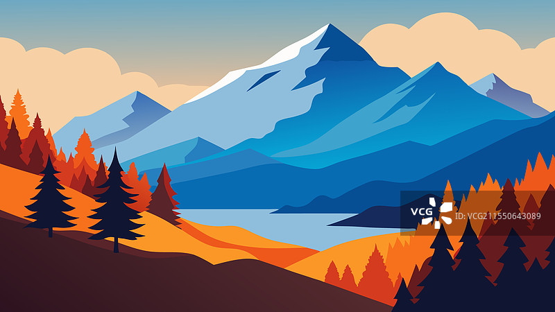 秋天树叶的如画景色图片素材