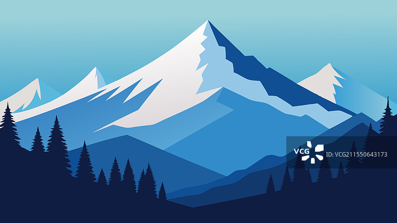 被雪覆盖的山脉四周环绕着图片素材