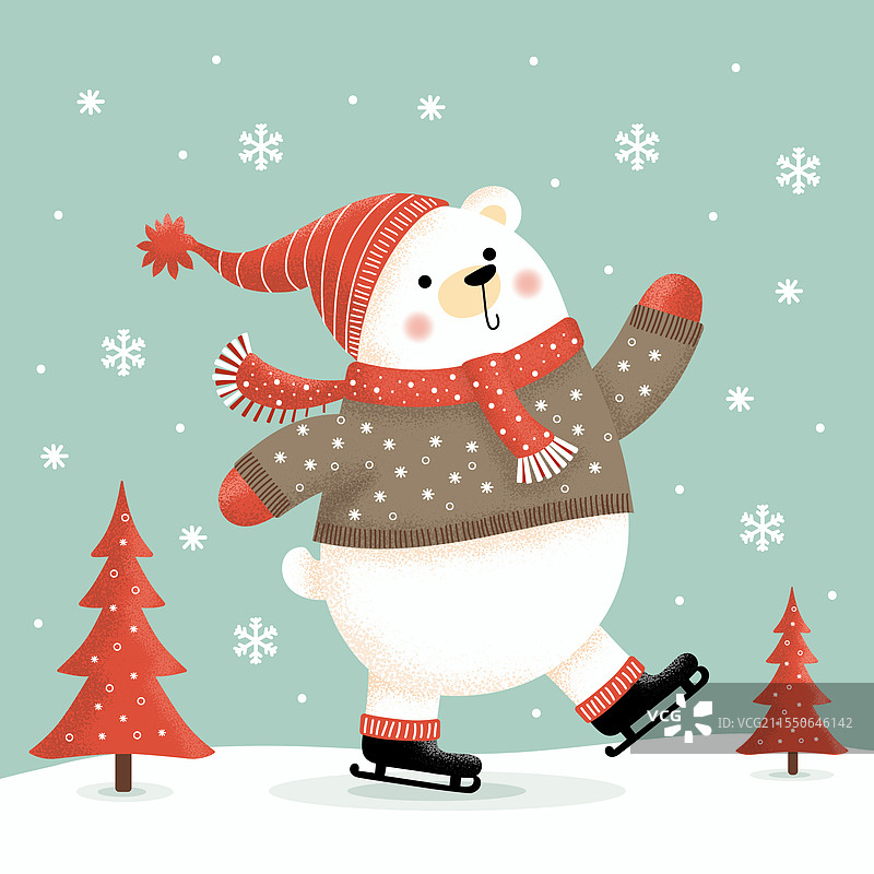 圣诞树背景下的北极熊图片素材