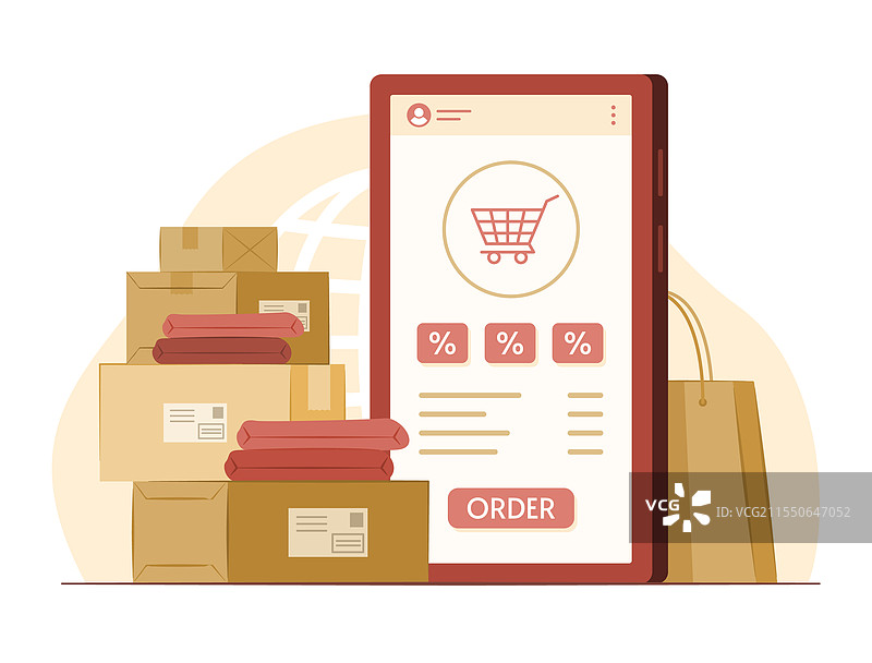 智能手机上的电子商务在线购物图片素材