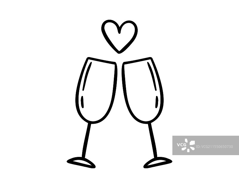 新年或圣诞节的两只香槟杯图片素材